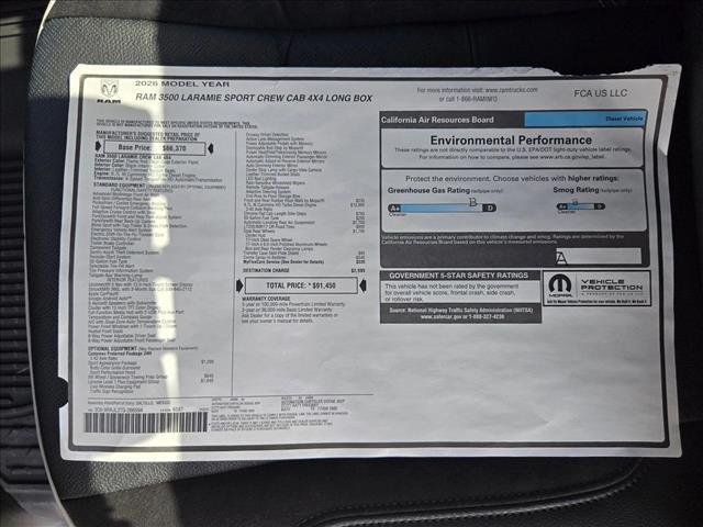 new 2026 Ram 3500 car, priced at $80,893