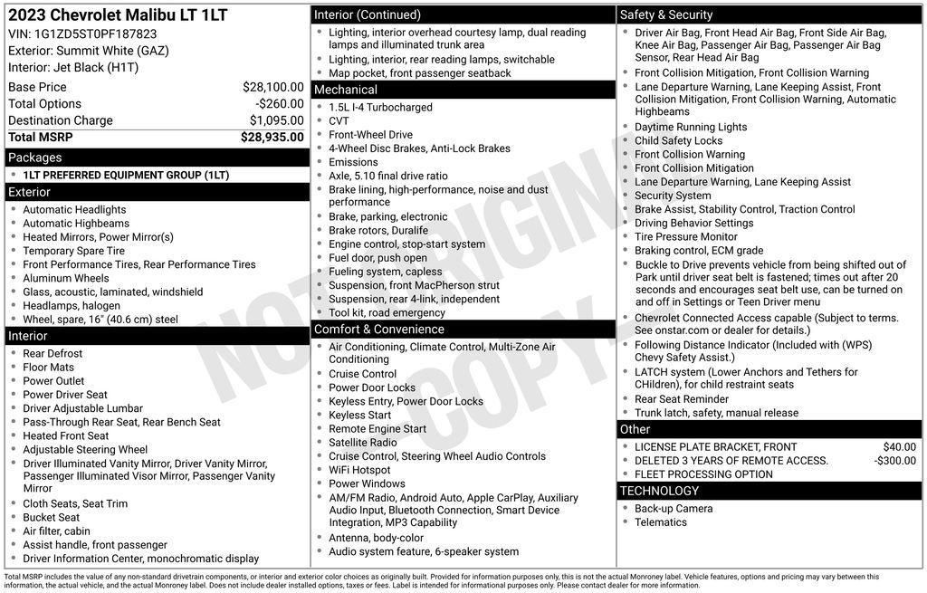 used 2023 Chevrolet Malibu car, priced at $15,600