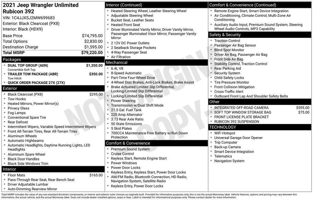 used 2021 Jeep Wrangler Unlimited car, priced at $54,881