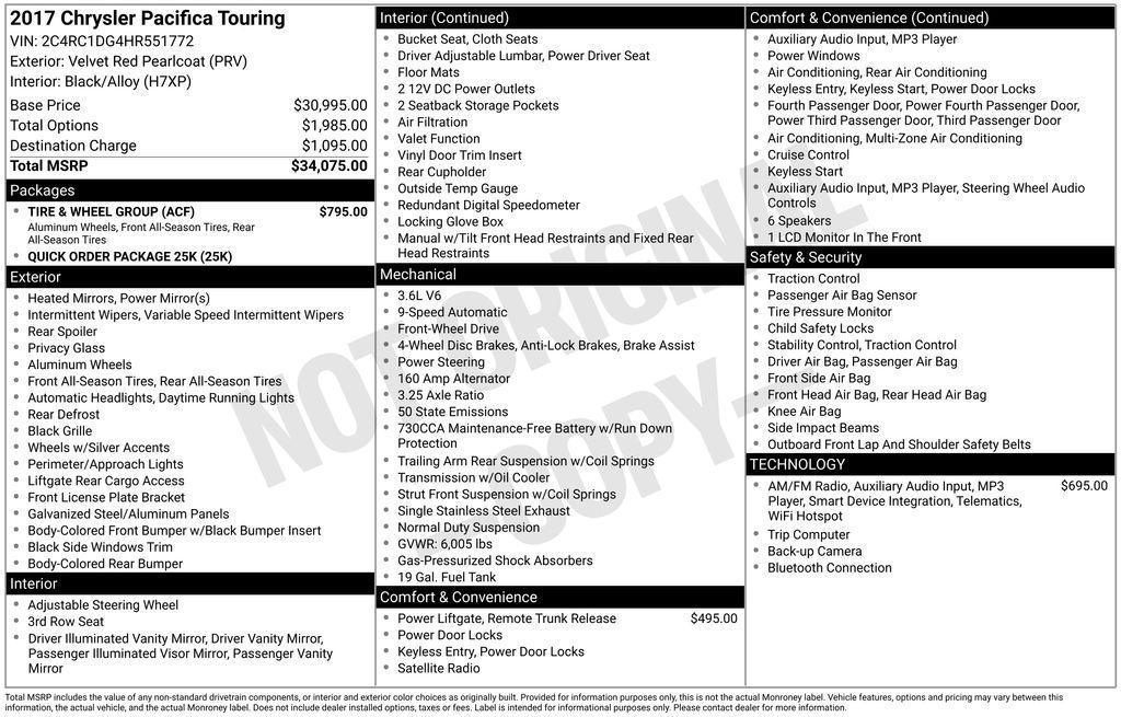 used 2017 Chrysler Pacifica car, priced at $14,549