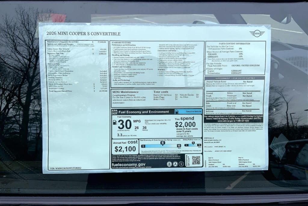 new 2026 MINI Convertible car, priced at $42,355