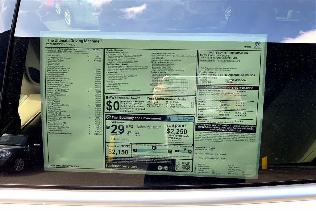 new 2026 BMW X3 car, priced at $56,830