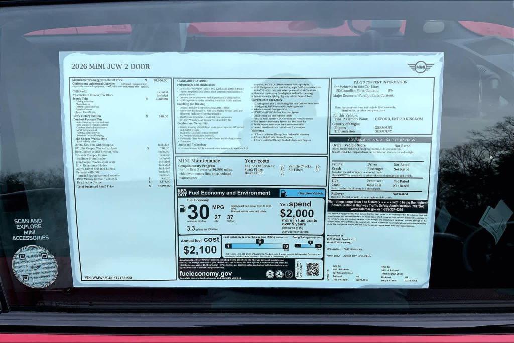 new 2026 MINI Hardtop car, priced at $47,395