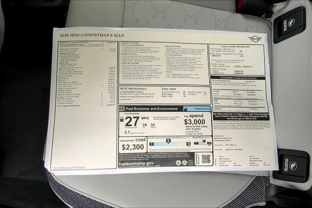 new 2026 MINI Countryman car, priced at $42,660