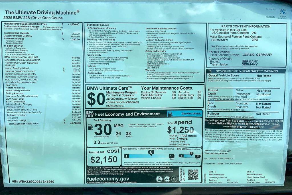 used 2025 BMW 228 Gran Coupe car, priced at $40,788