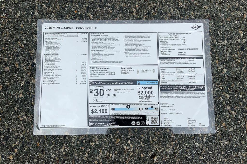 new 2026 MINI Convertible car, priced at $46,840