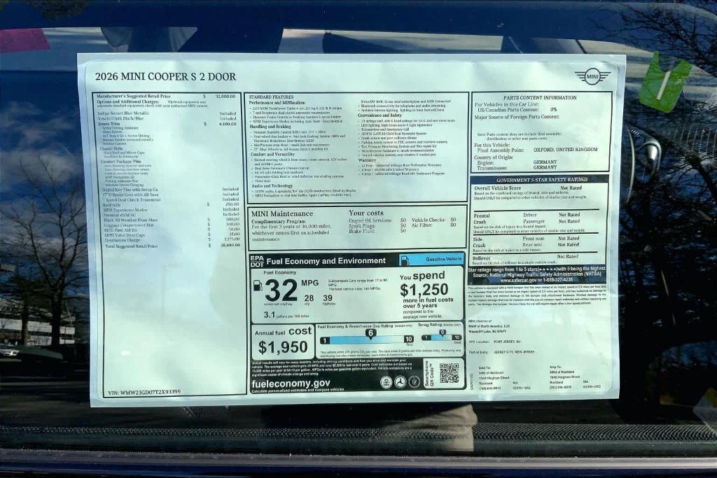 new 2026 MINI Hardtop car, priced at $38,690