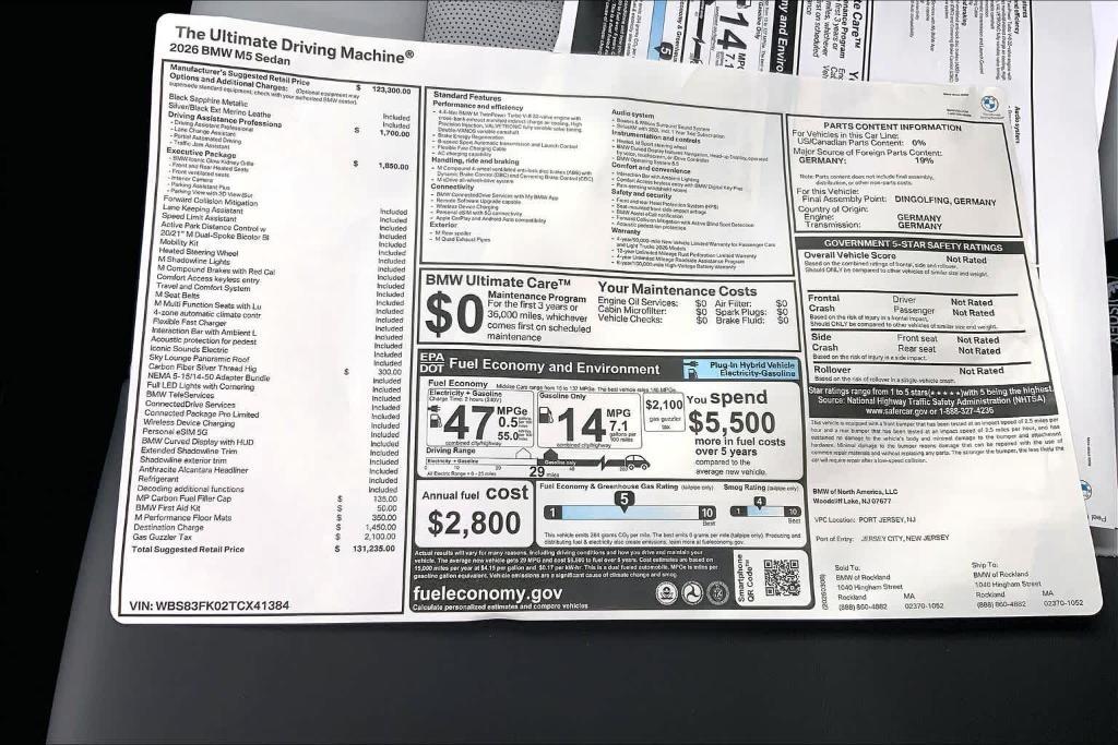 new 2026 BMW M5 car, priced at $131,235
