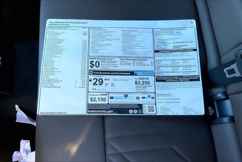 new 2026 BMW X3 car, priced at $54,365