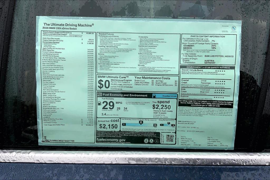 new 2026 BMW 330 car, priced at $52,690