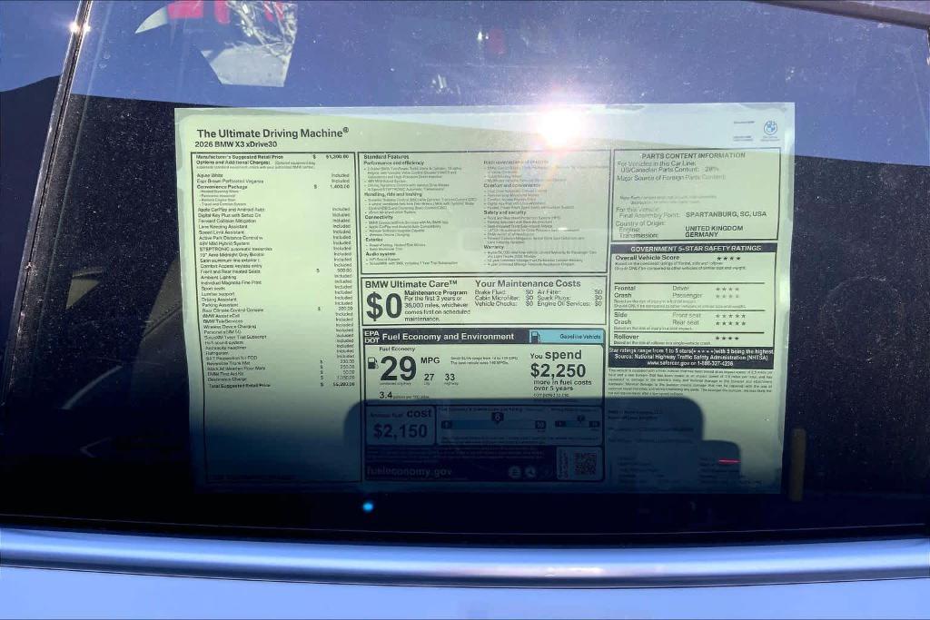 new 2026 BMW X3 car, priced at $55,280