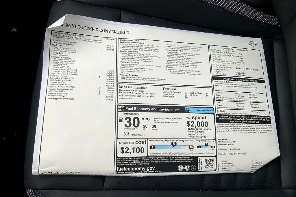 new 2026 MINI Convertible car, priced at $43,790