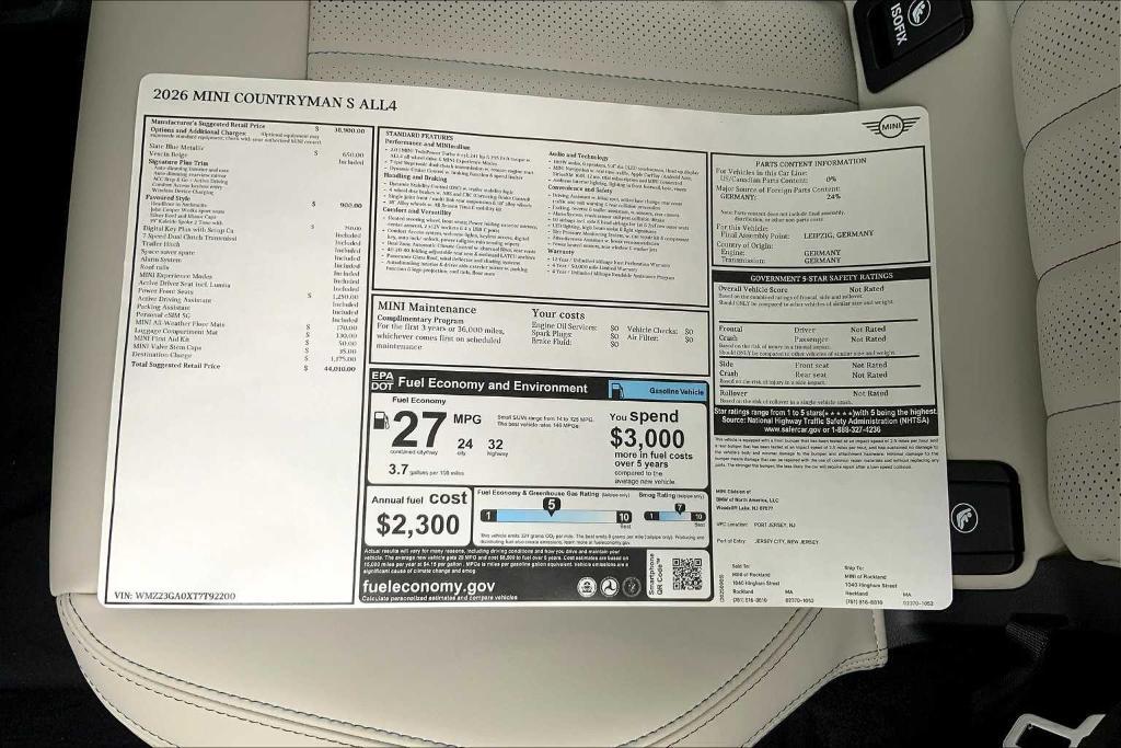 new 2026 MINI Countryman car, priced at $44,010