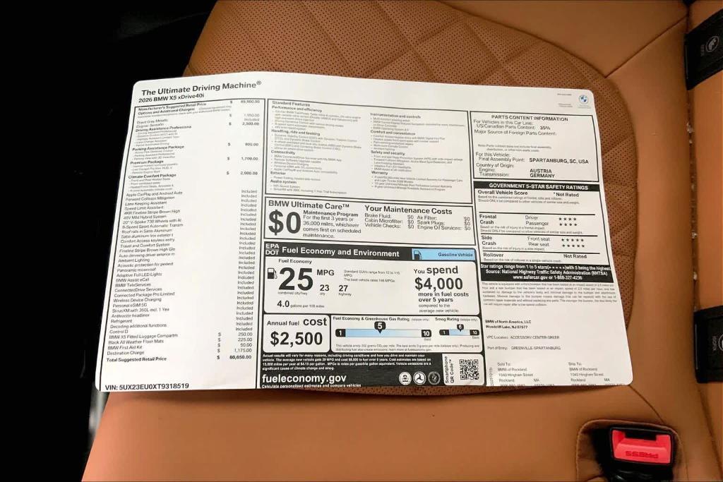 new 2026 BMW X5 car, priced at $80,650