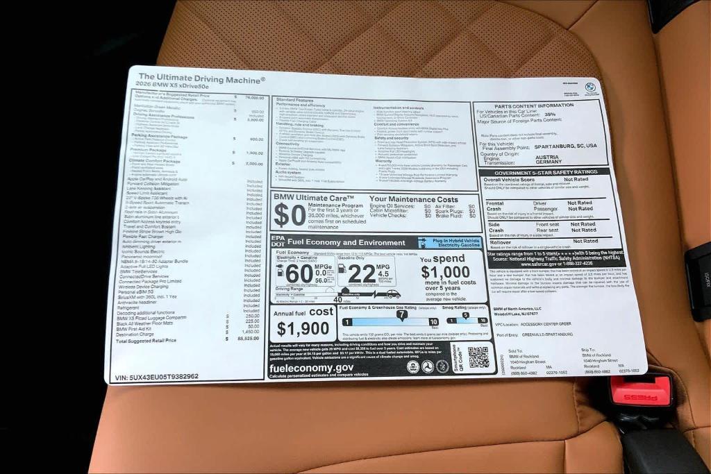 new 2026 BMW X5 PHEV car, priced at $85,525