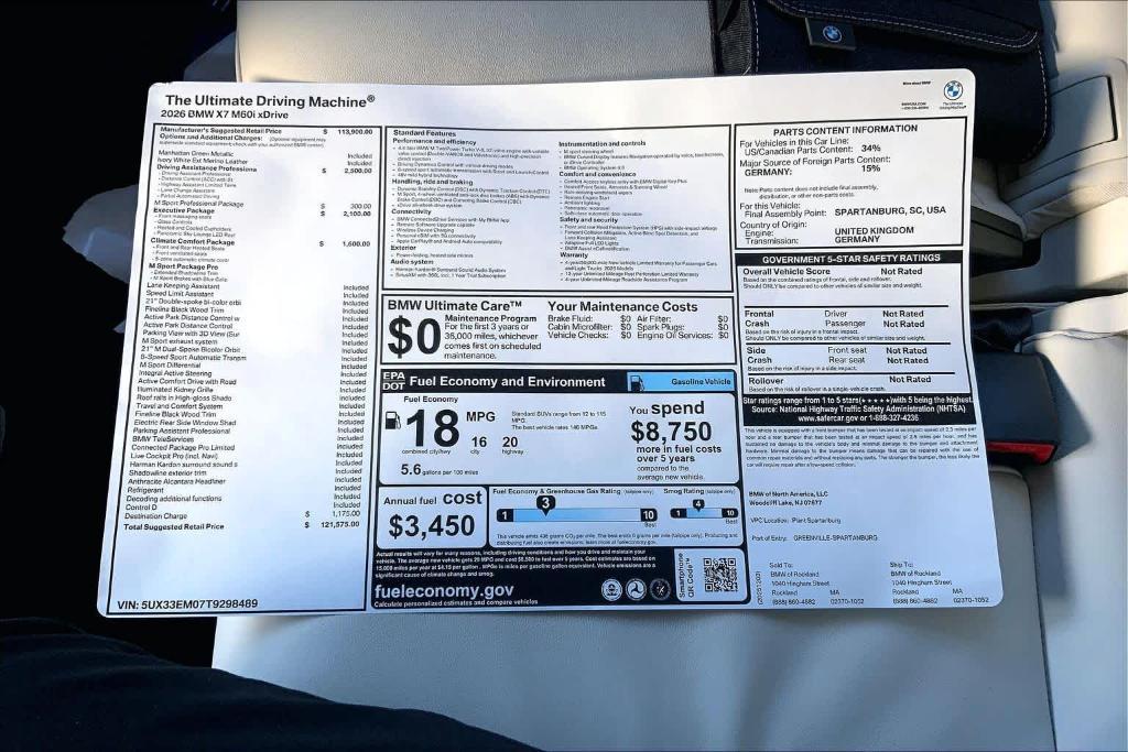 new 2026 BMW X7 car, priced at $121,575