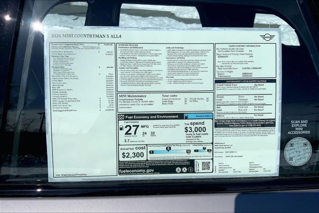 new 2026 MINI Countryman car, priced at $42,760