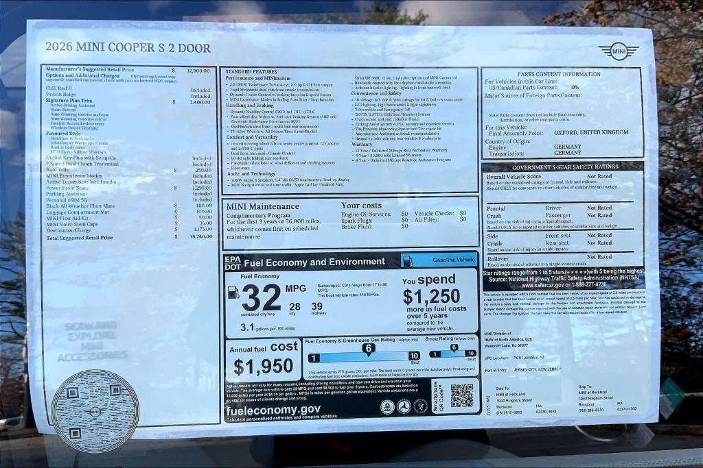 new 2026 MINI Hardtop car, priced at $38,240