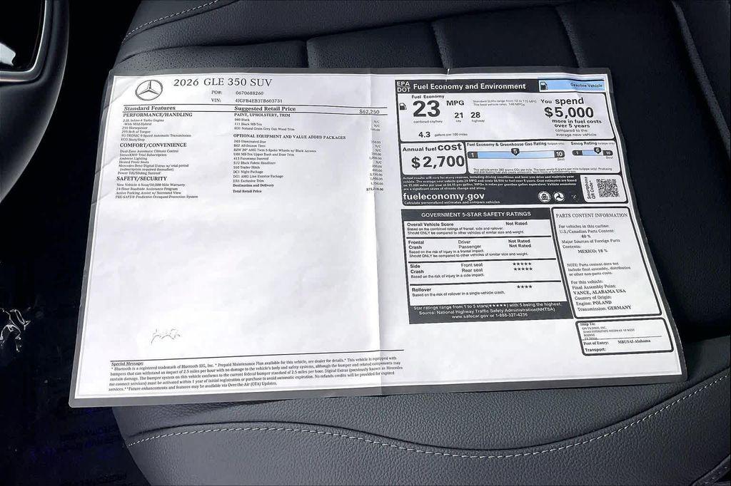 new 2026 Mercedes-Benz GLE 350 car, priced at $71,210