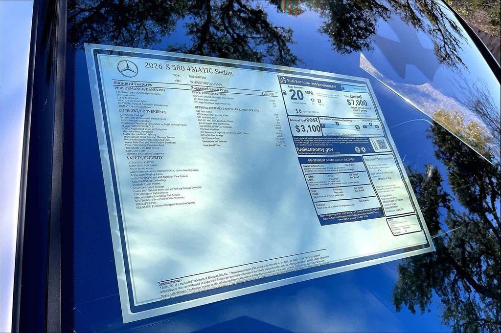 new 2026 Mercedes-Benz S-Class car, priced at $158,175