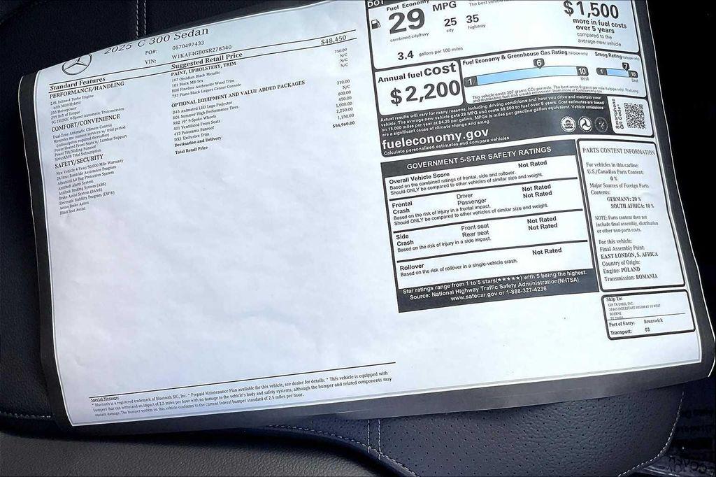 new 2025 Mercedes-Benz C-Class car, priced at $54,960