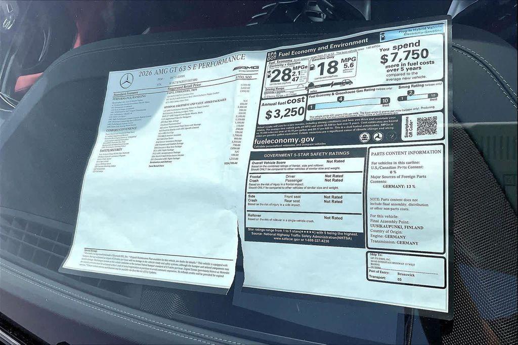 new 2026 Mercedes-Benz AMG GT 63 car, priced at $234,780