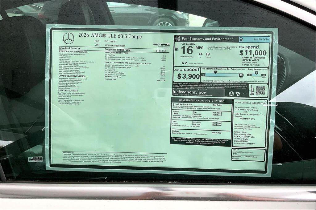 new 2026 Mercedes-Benz AMG GLE 63 car, priced at $140,515