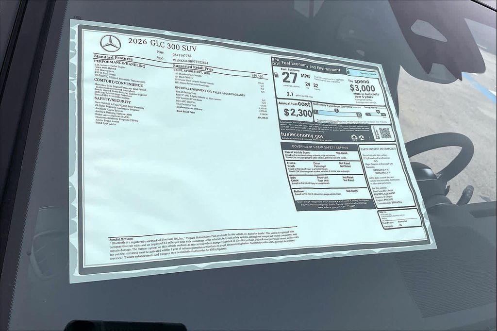 new 2026 Mercedes-Benz GLC 300 car, priced at $56,150