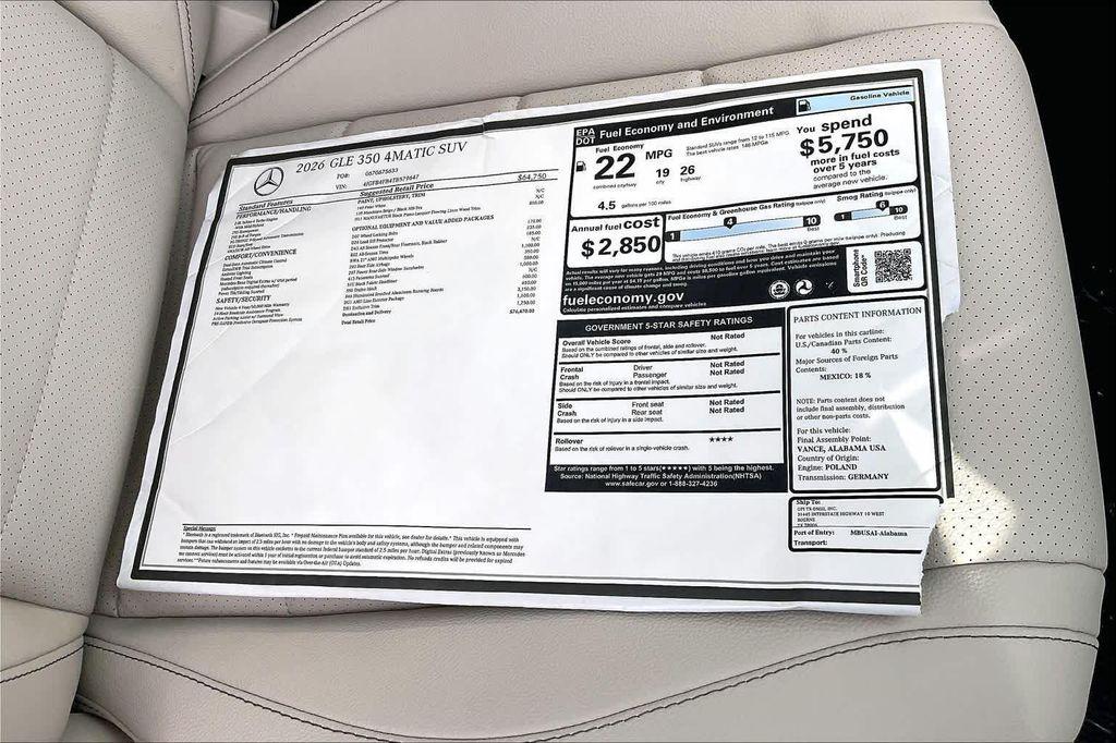 new 2026 Mercedes-Benz GLE 350 car, priced at $76,470