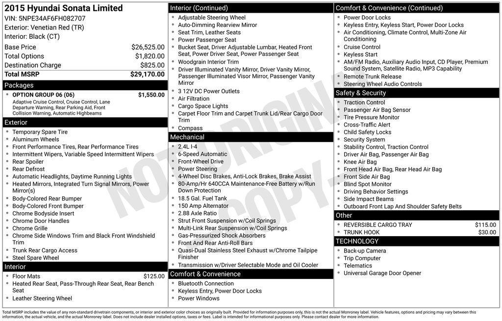 used 2015 Hyundai Sonata car, priced at $9,490