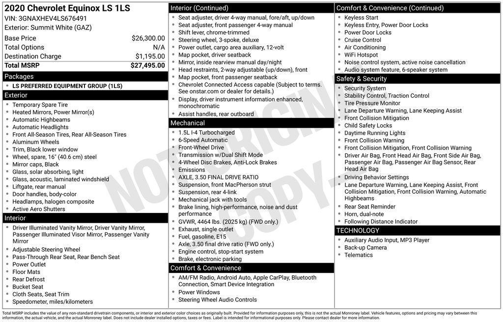 used 2020 Chevrolet Equinox car, priced at $10,490