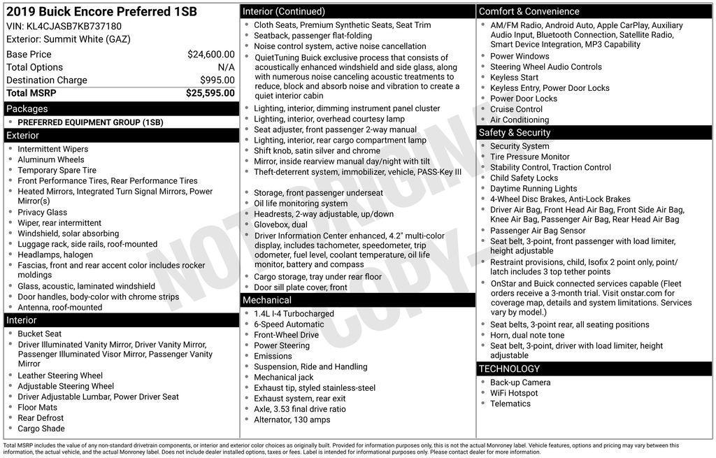 used 2019 Buick Encore car, priced at $9,490