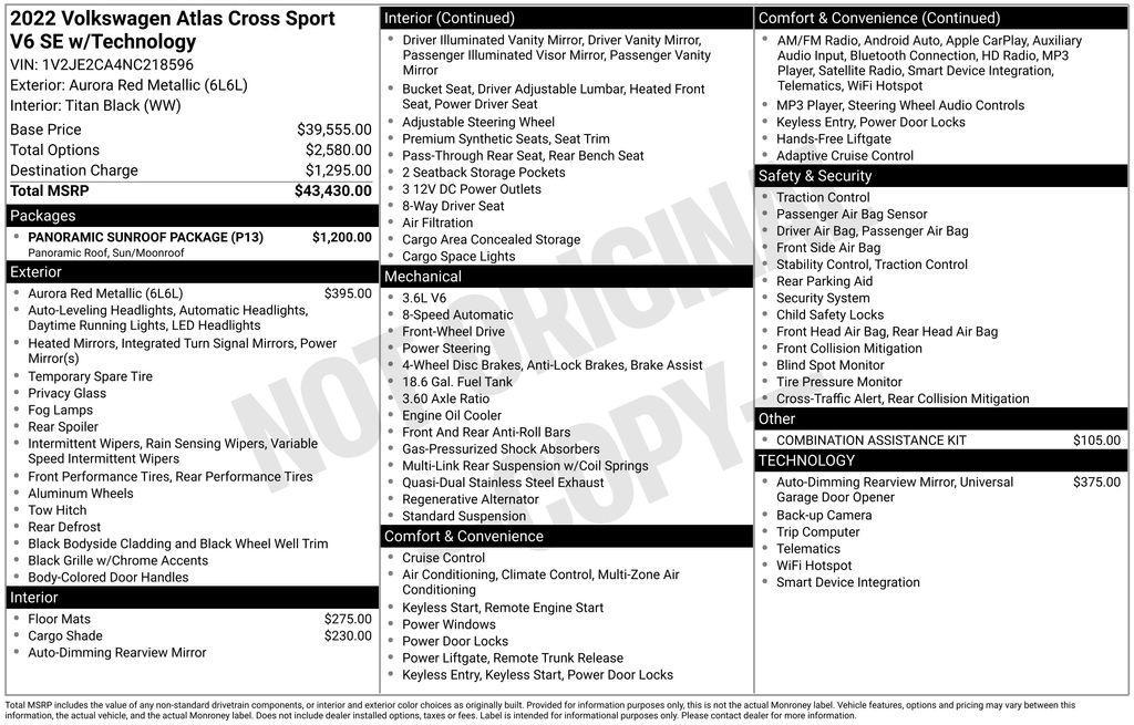 used 2022 Volkswagen Atlas Cross Sport car, priced at $22,990