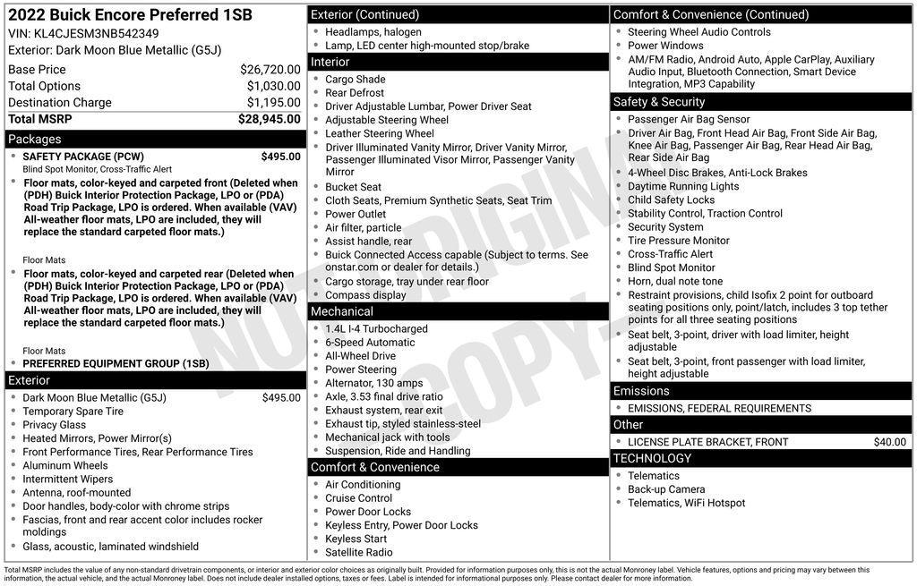 used 2022 Buick Encore car, priced at $16,490