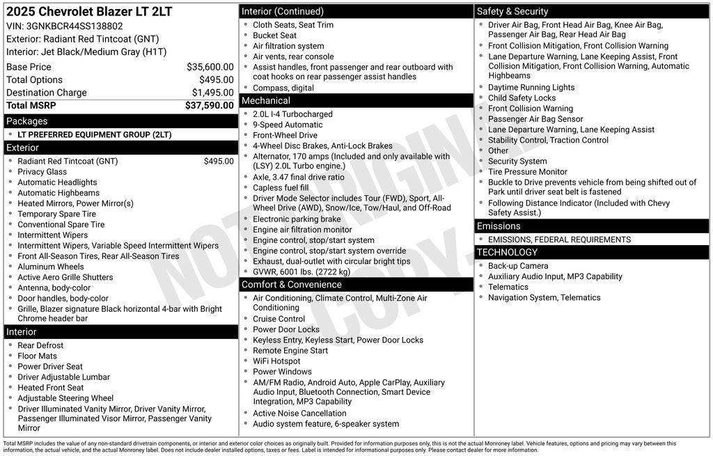 new 2025 Chevrolet Blazer car, priced at $25,995