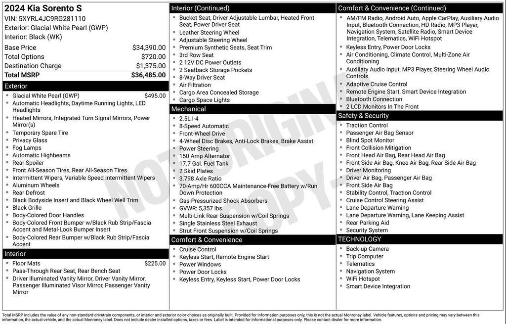 used 2024 Kia Sorento car, priced at $25,248