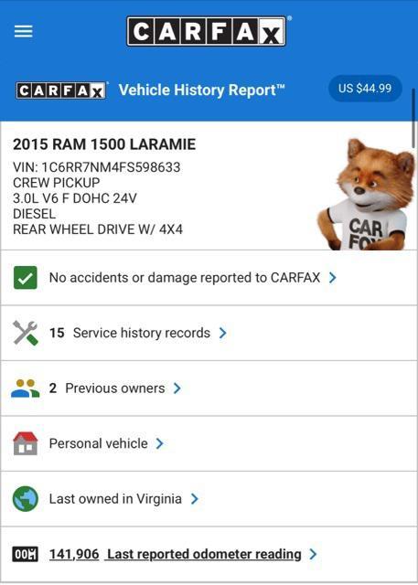 used 2015 Ram 1500 car, priced at $13,997