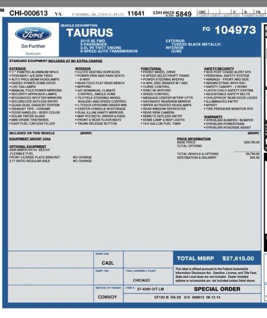 used 2015 Ford Taurus car, priced at $5,995