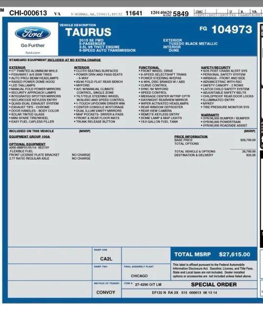 used 2015 Ford Taurus car, priced at $5,995