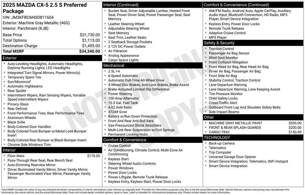 new 2025 Mazda CX-5 car, priced at $33,823