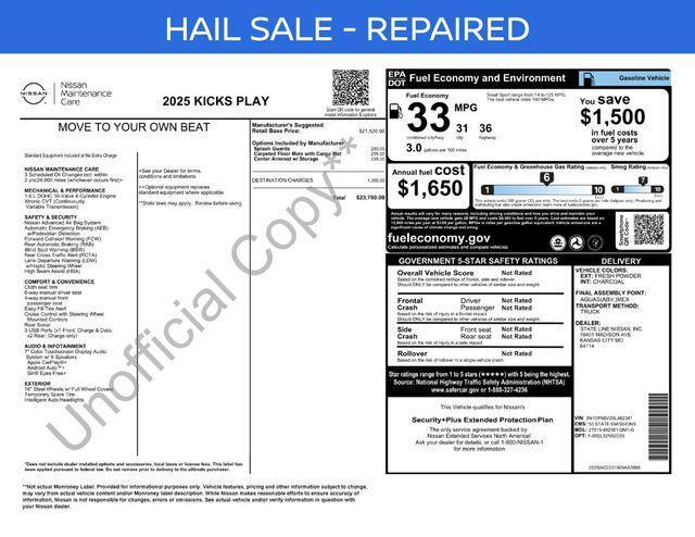 used 2025 Nissan Kicks car, priced at $18,950