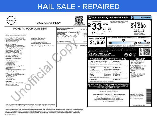 used 2025 Nissan Kicks car, priced at $18,974