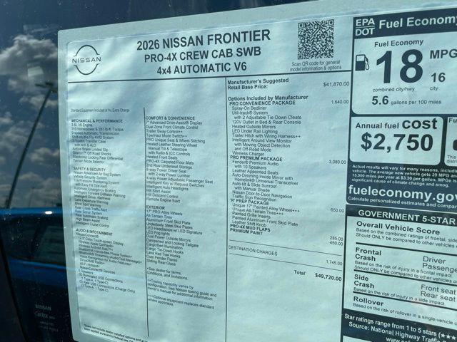new 2026 Nissan Frontier car, priced at $48,854