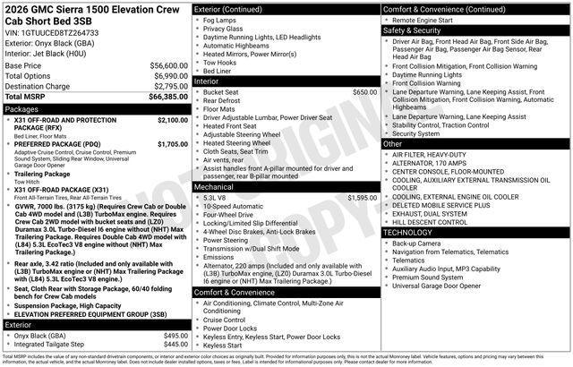 new 2026 GMC Sierra 1500 car, priced at $55,495