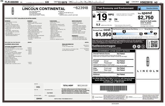 used 2017 Lincoln Continental car, priced at $22,995