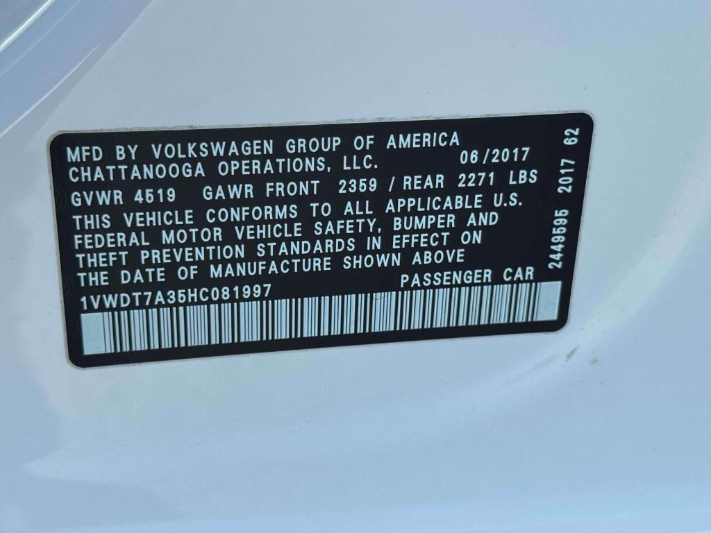 used 2017 Volkswagen Passat car, priced at $11,995