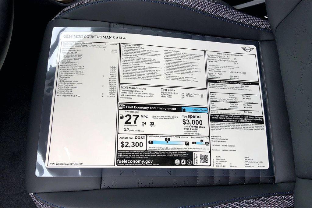 new 2026 MINI Countryman car, priced at $42,275