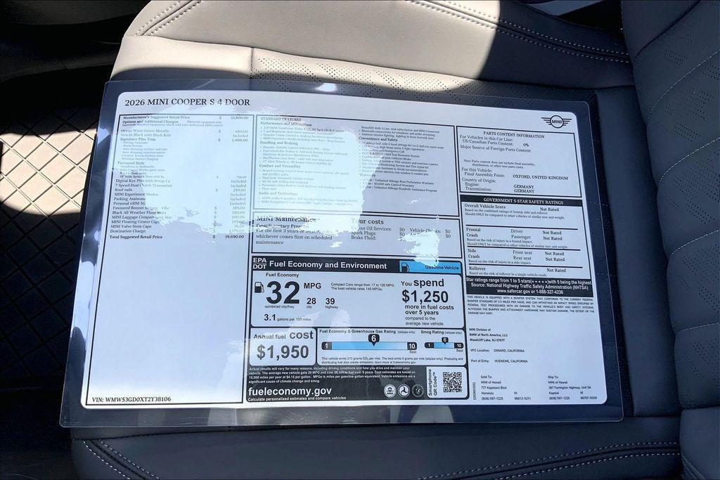 new 2026 MINI Hardtop car, priced at $39,690