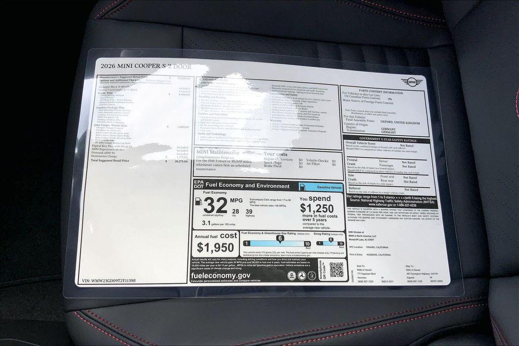 new 2026 MINI Hardtop car, priced at $39,275