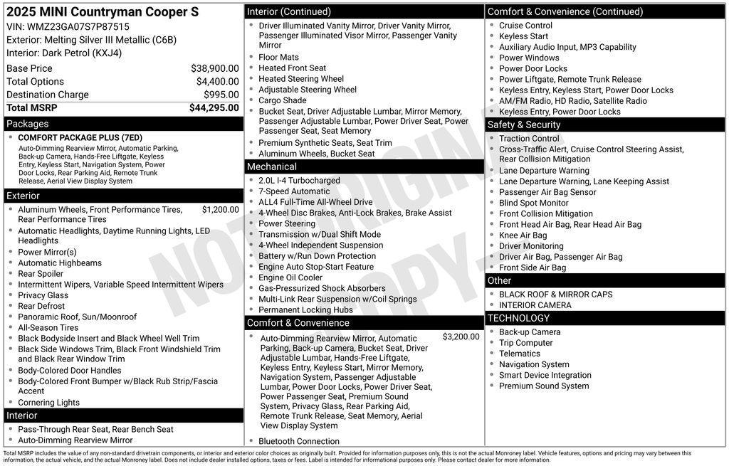 used 2025 MINI Countryman car, priced at $39,995